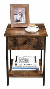 Goleto Rustikální noční stolek se zásuvkou | 40 x 40 x 55 cm