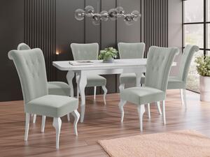 Rozkládací stůl Julia se 6 židlemi ST63, Potah: Magic Velvet 2240, Barva dřeva: bílá/bílý lesk Mirjan24 5903211381720