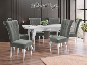 Rozkládací stůl Julia se 6 židlemi ST63, Potah: Magic Velvet 2217, Barva dřeva: bílá/bílý lesk Mirjan24 5903211381690
