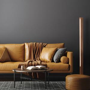 Dřevěná stojací lampa LED Teo, ořech, 120 cm, dotykový stmívač