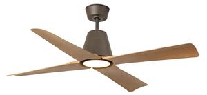 FARO TYPHOON M LED LED stropní ventilátor, hnědá/dřevo - FARO, IP44