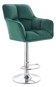 LuxuryForm Barová židle AMALFI VELUR na stříbrném talíři - zelená