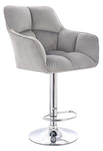 LuxuryForm Barová židle AMALFI VELUR na stříbrném talíři - světle šedá