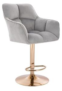 LuxuryForm Barová židle AMALFI VELUR na zlatém talíři - světle šedá