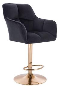 LuxuryForm DESIGN Barová židle AMALFI VELUR na zlatém talíři - černá