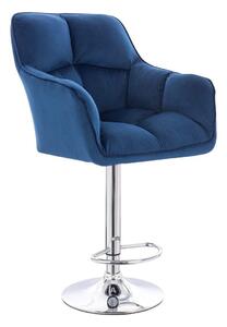 LuxuryForm Barová židle AMALFI VELUR na stříbrném talíři - modrá
