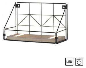 LEUCHTEN DIREKT is JUST LIGHT LED nástěnné svítidlo police 31x16,5x20cm, černé tělo ze dřeva, teplá bílá, vypínač 3000K