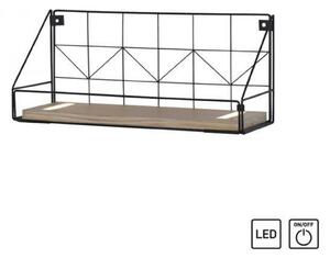 LEUCHTEN DIREKT is JUST LIGHT LED nástěnné svítidlo, police 46x16x20cm, černá, tělo ze dřeva, teplá bílá, vypínač 3000K
