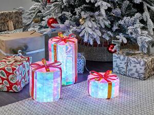 Sada 3 zahradních LED dekorací ve tvaru vánočního dárku 30 cm vícebarevné GRIMSLEY