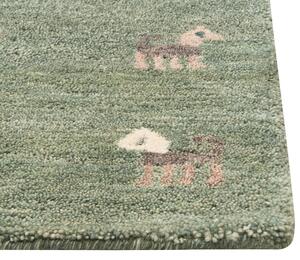 Vlněný koberec gabbeh 140 x 200 cm zelený KIZARLI