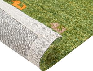 Vlněný koberec gabbeh 140 x 200 cm zelený YALAFI