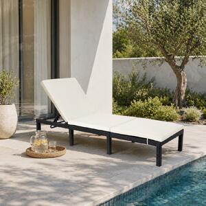 Furnigo Zahradní lehátko Marbella černé - béžový polštář
