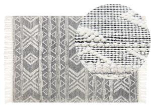 Vlněný koberec 160 x 230 cm bílý/černý PAZAR