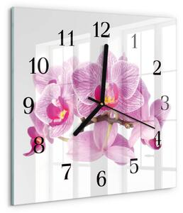 Skleněné hodiny na stěnu Orchideje zskc-30x30-00172587