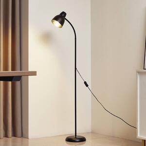 Stojací lampa Lindby Tebbi, černá, kov, výška 150 cm
