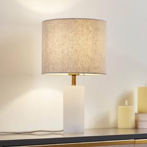 Stolní lampa Lindby alabastr, bílá/béžová, Ø 25 cm, mramor, E27