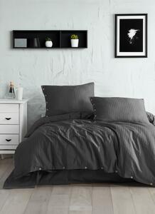 Tmavě šedé povlečení na dvoulůžko/prodloužené z bavlny Renforcé 240x220 cm Como Striped – Mila Home Luxury
