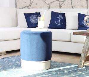 Atelier del Sofa Taburet Bozcaada v2 - Blue, White, Modrá, Bílá