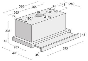 Concept OPV3860bc - Výsuvná digestoř 60 cm černá