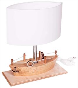 Hellux Dětská stolní lampa LOĎ E27 dřevo/bílé stínítko
