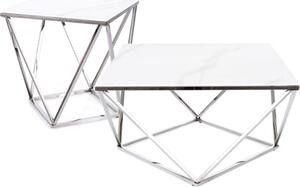 Konferenční stolek STELLARO 80x80 - bílý mramor/ocelový
