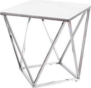 Konferenční stolek STELLARO II 50x50 - bílý mramor/ocelový