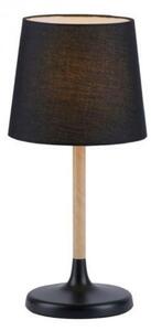 LEUCHTEN DIREKT is JUST LIGHT Stolní lampa, látkové stínidlo, černá, dřevo, jednoduché, nadčasové 14423-18