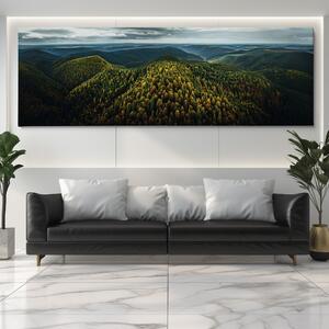 Obraz na plátně - Krajina s lesy, kam se podíváš FeelHappy.cz Velikost obrazu: 90 x 30 cm