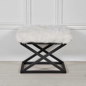Atelier del Sofa Taburet Capraz Plush - Black, White, Černá, Bílá