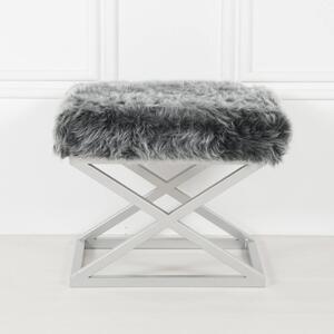 Atelier del Sofa Taburet Capraz Plush - Silver, Grey, Stříbrná, Šedá
