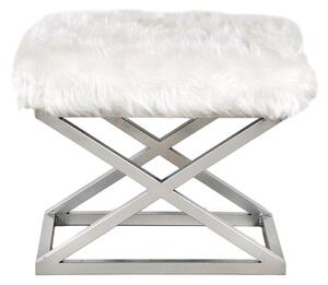 Atelier del Sofa Taburet Capraz Plush - Silver, White, Stříbrná, Bílá