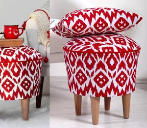 Atelier del Sofa Taburet Cor - Red, White, Červená, Bílá