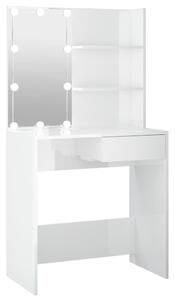 Toaletní stolek s LED lesklý bílý 74,5 x 40 x 141 cm