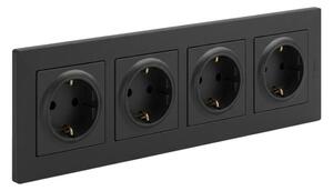 Legrand - Čtyřnásobná zásuvka domovní SCHUKO s rámečkem NILOE STEP 250V černá