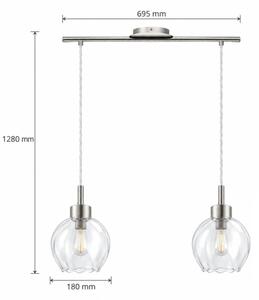 BRILAGI - LED Lustr na lanku RETRO GLASS 2xE27/60W/230V matný chrom/čirá