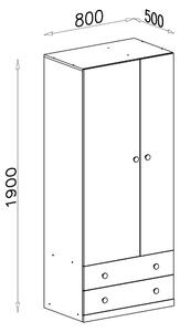 PIXEL | šatní skříň PX3 | 80 cm | s policemi a šatní tyčí | dub/bílá lux/šedá
