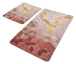 Růžové sametové koupelnové předložky v sadě 2 ks 60x100 cm – Mila Home