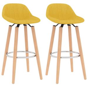 Barové židle 2 ks hořčicově žluté textil