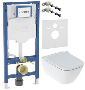 Sada sada WC s mísou a sedátkem Geberit Smyle Square 500.683.00.2, podomítkový WC modul Geberit Duofix 111.320.00.6, 111.815.00.1, 156.050.00.1