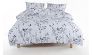 Bílé/šedé povlečení na jednolůžko z bavlny Renforcé 140x200 cm White Floral – Mila Home Luxury