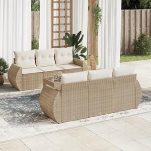7dílná zahradní sedací souprava s poduškami béžová polyratan 3221107
