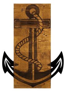 Wallity Nástěnná dřevěná dekorace ANCHOR hnědá/černá