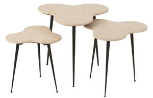 J-line Set tří bílých mramorových odkládacích stolků Shamrock 61/55 cm