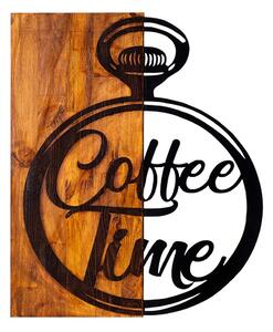 Wallity Nástěnná dřevěná dekorace COFFEE TIME hnědá/černá