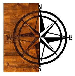 Wallity Nástěnná dřevěná dekorace COMPASS hnědá/černá