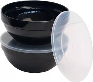 Set melaminových misek s víčkem APS Casual 1,8 l, černý
