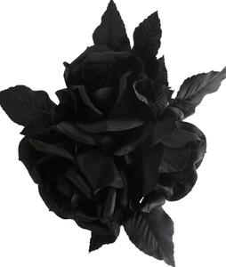 Černé luxusní růže s listy 60 cm