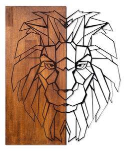 Wallity Nástěnná dřevěná dekorace LION hnědá/černá