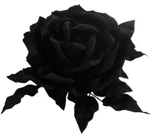 Černá luxusní růže s listy 37cm