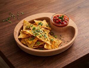 AMADEA Dřevěná miska nachos oválná, masivní dřevo, rozměr 25x20x4,5 cm